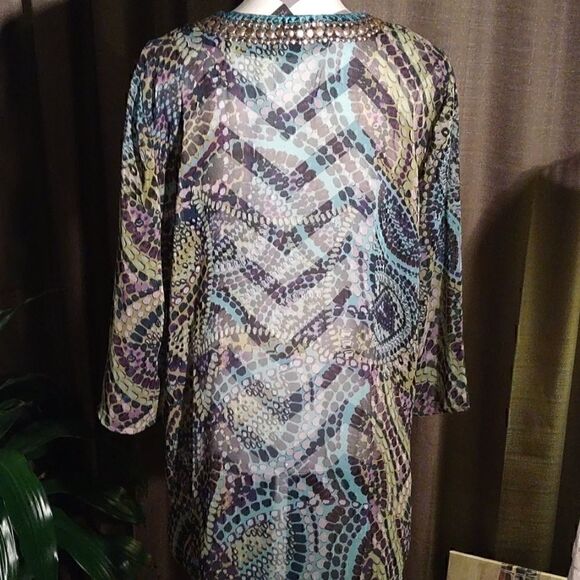 Grace Elements Blu/blk Studded Tunic Blouse - Picture 5 of 8